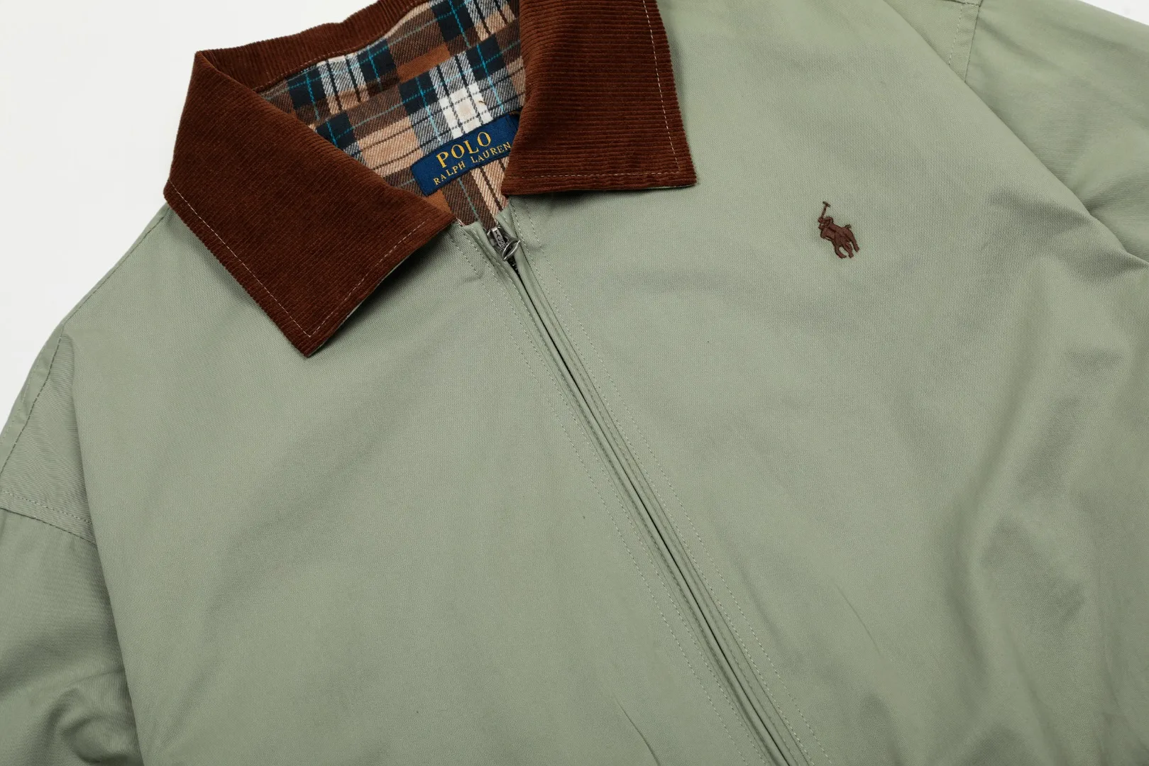 🅿️340 "Top quality" Style number: 8099# [Ralph Lauren corduroy color-blocked lapel American retro jacket] ✅Ralph Lauren American retro classic contrasting color corduroy lapel jacket ✅Pure cotton washed fabric Fabric texture version YYDS~ ✅Fashionable and casual commuting travel Simple style is classic ✅Simple and easy to match ootd essential style Versatile style Size: S-XL Color: Navy blue, matcha light green, Klein blue, retro gray green